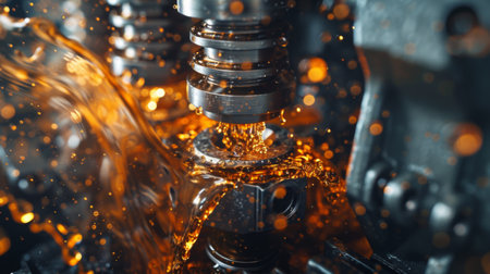 Gears in car engine with lubricant oil on repairingの素材