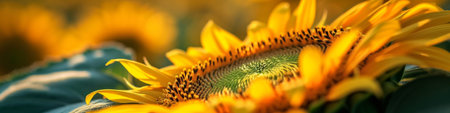 blooming sunflower close up surfaceの素材
