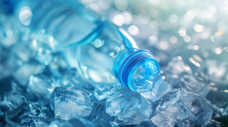 Bottled water with ice cubes. Conceptual image.の素材