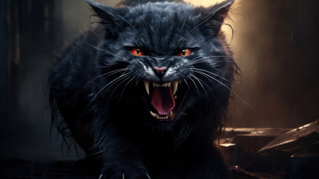 Angry annoyed cat looking at cameraの素材