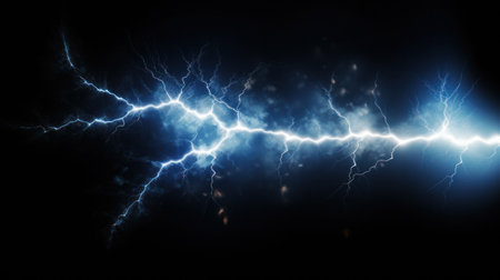 Color Lightning bolt at black background.の素材