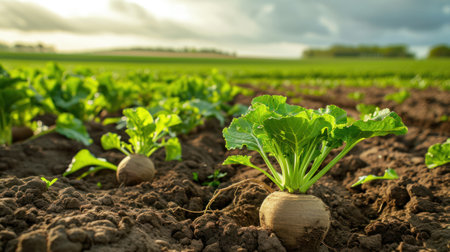 Turnips growing in the gardenの素材
