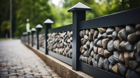 Front fence made of river stonesの素材