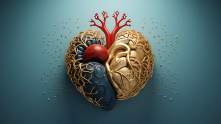 Illustration of 2 human hearts connected together.の素材