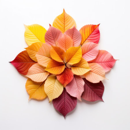 Autumn creative composition. Dried leaves on white background. Fall concept. Autumn background. Flat lay, top view, copy spaceの素材