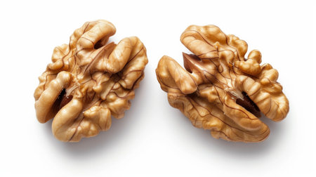 Walnuts isolated on white backgroundの素材
