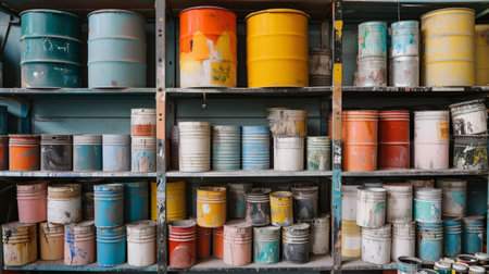 Paint shop interior with blurred background.の素材