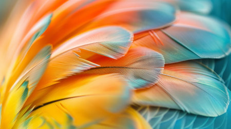 Colorful feathers, chicken feathers background texture.の素材