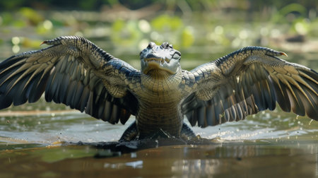 fantastic flying mutant, winged crocodile, genetic experiment with biological weaponsの素材