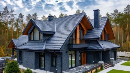 Modern design vertical roof window with black light metal coveringの素材