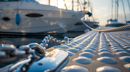 Modern pier for luxury yacht in marina.の素材