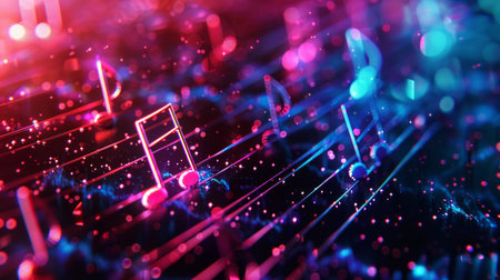 Grunge Musical notes abstract Background.の素材