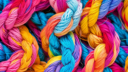 Different color threads on rows.の素材