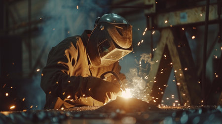 welder Industrial automotive part in factory.の素材