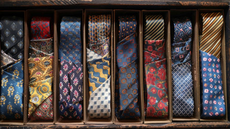 Ties on the shelf of a shopの素材