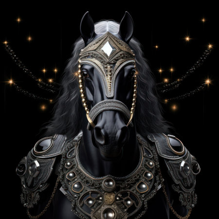 Black Knight horse armor, close-up portraitの素材