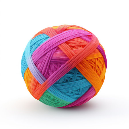 Ball of yarn isolated on white background. Woolen skeins of threadの写真素材