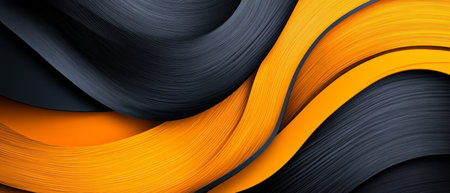 Bold black and orange waves intertwine in a smooth, flowing design, showcasing rich textures and vibrant colors, perfect for modern art or interior decoration.の素材