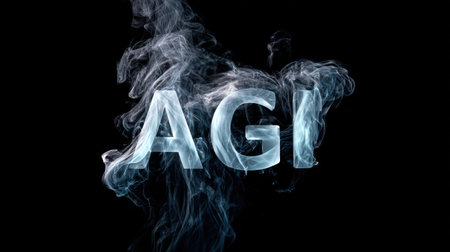Smoke elegantly swirls to create the letters AGI in a striking design. The dark background enhances the ethereal quality of the flowing smoke, adding depth and intrigue.の素材