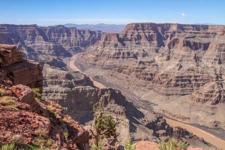 Aerial view of the Grand Canyon and the Colorado River.の写真素材