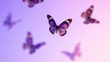 Butterfly on purple background. Butterfly on purple background. Butterfly on purple background.の素材