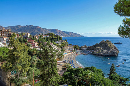 Panoramic view of Taormina, Sicily, Italy.の写真素材