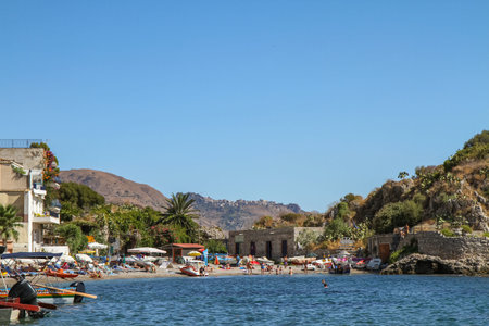 View of the beautiful beach of the island of Crete, Greeceの写真素材