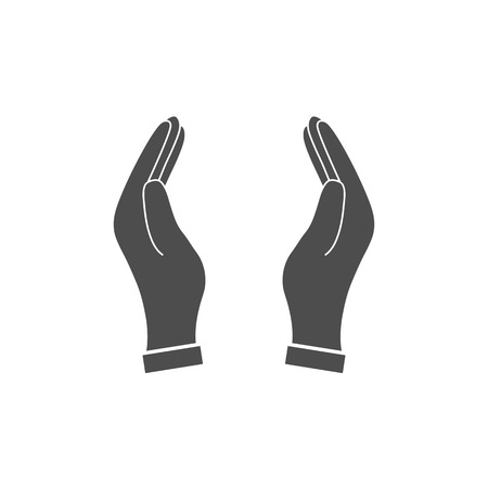 Supporting hands. Open hand. Vector illustration, flat design.のイラスト素材