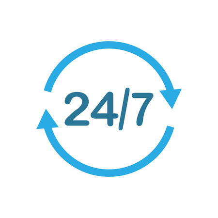 24 hours 7 days icon. Time clock icon vector illustration. Flatのイラスト素材