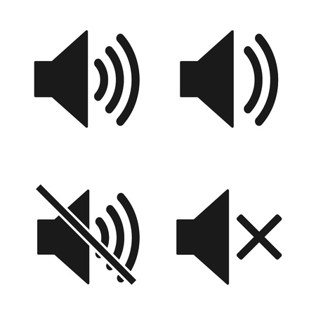 Sound icon. Set speaker icon. Sound vector icon, music volume symbol. Vector Illustration. Flat design.のイラスト素材