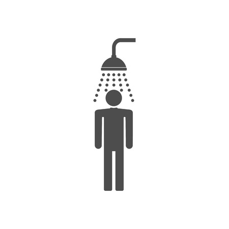 Man taking shower. Vector showerのイラスト素材