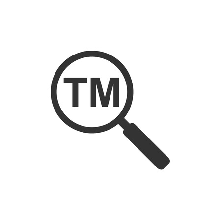Trademark symbol icon with magnifying. Vector illustration, flatのイラスト素材