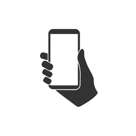 Smartphone in hand icon. vector flatのイラスト素材