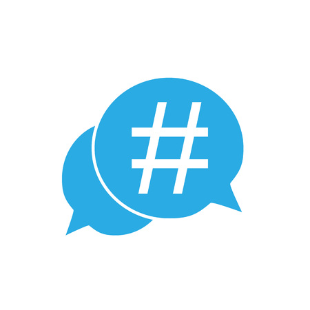 Hashtag icon in speech bubble. Vector flatのイラスト素材