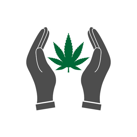 Vector illustration, flat design. Cannabis marijuana leafのイラスト素材