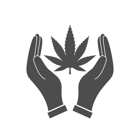 Vector illustration, flat design. Cannabis marijuana leafのイラスト素材