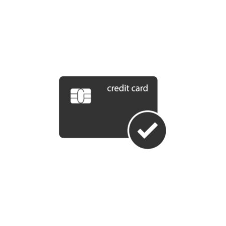 Credit card icon, verification sign. Vector illustration flatのイラスト素材