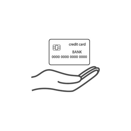 Credit card, hand icon. Vector illustration flatのイラスト素材