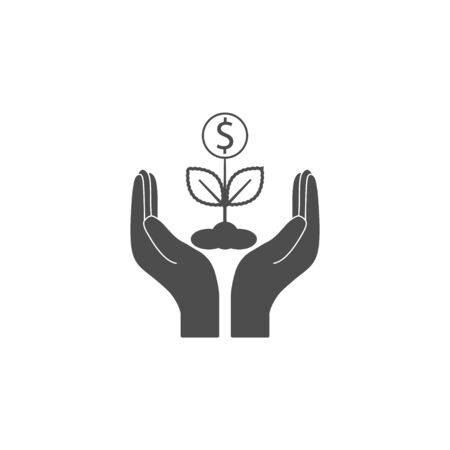 Vector illustration, flat design. Plant hand dollar iconのイラスト素材