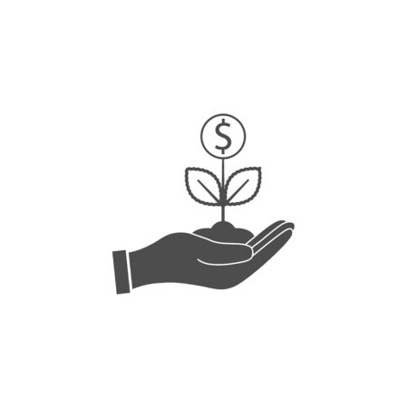 Vector illustration, flat design. Plant hand dollar iconのイラスト素材
