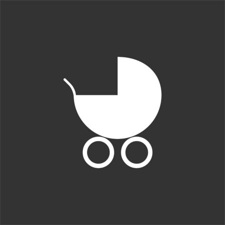 Vector illustration, flat design. Baby, carriage, buggy pram stroller wheel iconのイラスト素材