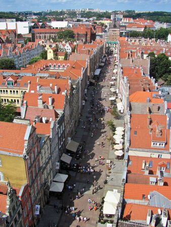 12 August , 2019. Gdansk, Poland. Old town - panoramic view from City Hall tower.