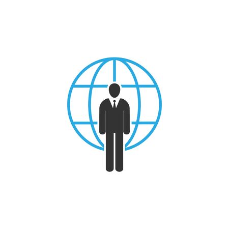 Vector illustration, flat design Global user, businessman iconのイラスト素材