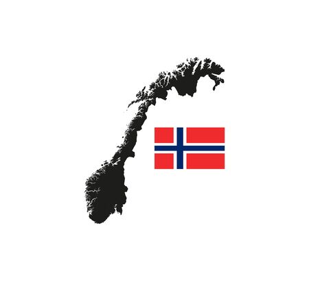 Norway map, flag on white background.のイラスト素材