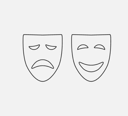 Theater mask icon. Vector illustration, flat design.のイラスト素材
