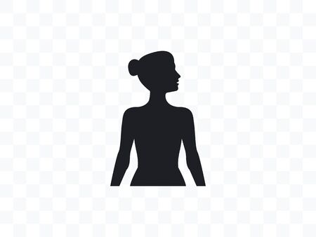 Vector illustration, flat design. Woman silhouette front viewのイラスト素材