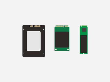 Vector illustration, flat design. Ssd mSATA, M2 SSD icon