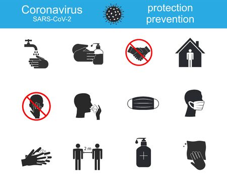 Vector illustration, flat design. Coronavirus disease prevention iconのイラスト素材