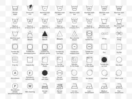 Vector illustration, flat design. Laundry symbols icon setのイラスト素材