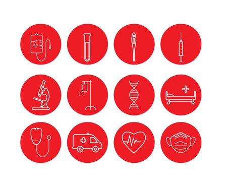 Vector illustration, flat design. Healthcare medical icon setのイラスト素材